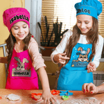 Personalized Cute Bow Hat Easter Bunny Egg Adjustable Kid Apron Chef Hat Set with Name and Pocket Easter Party Gift for Boys Girls