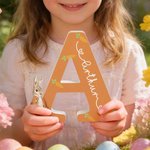 Personalized Cute Easter Rabbit Initial Multicolour Ornament with Name Desk Party Decor Basket Stuffer Easter Gift for Family Kids