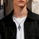 Personalized Rose Daggers Scrolls Zircon Necklace with Name Vintage Aesthetic Jewelry Birthday Gift for Medieval Style Lovers Gothic Girls