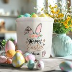 Personalised Leopard Print Flower Bunny Reusable Canvas Basket with Name Happy Easter Gift for Boys Girls