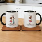 Personalized Watercolor Couple Multicolor 11/15 oz Ceramic Mug with Names and Coaster Valentine's Day Anniversary Wedding Gift for Couples
