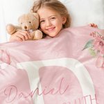 Personalized Classic Winnie the Pooh Soft Throw Blanket with Name and Initial Birthday Baby Shower Gift for Kids