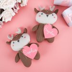 Personalized Heart Cute Deer Soft Stuffed Plush Toy with Name Valentine's Day Birthday Gift for Kids Toddlers