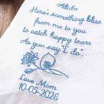 Personalized Embroidery Something Blue Birth Flower 100% Cotton Lace Wedding Handkerchief with Name and Date Wedding Gift for Bride