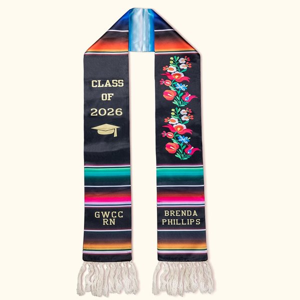 Personalised Mexican Graduation Stole Sash with Year and Text Graduation Gift for High School College University
