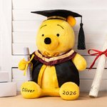 Personalized Classic Winnie the Pooh Graduation Bear Plush Toy with Name or School Badge Gifts for Grads