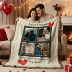 Personalized Couple Photos Soft Tassel Throw Blanket with Name Text and Year Home Decor Valentine's Day Anniversary Gift for Couple