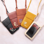Gepersonaliseerde Geboortebloem Draagbare PU Leren Crossbody Tas met Naam en Touch Screen Venster Reizen Dagelijks Gebruik Verjaardagscadeau voor Vrouwen