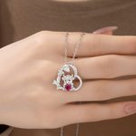 Personligt Highland Cow Heart Birthstone Hängsmycke Halsband Smycken Födelsedag Julklapp för kvinnor Highland Cow Lovers