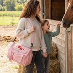 Gepersonaliseerde Multicolor Floral Horse Multi-Compartment Travel Bag met Naam en Schouderriem Paard Training Gift voor Paardeneigenaren Ruiters