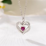Personalisierte Birthstone Double-Heart-Halskette mit Namen Dainty Schmuck Jahrestag Valentinstag Geburtstag Geschenk für Frauen