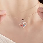 Personalisierte Double Heart Birthstones Halskette mit Namen Dainty Schmuck Valentinstag Jahrestag Geschenk für Paare Frauen Freundinnen