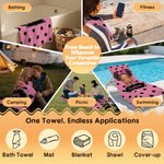 Personalized Polka Dots Cute Cartoon Little Girl Oversized Quick Dry Beach Towel with Name Beach Party Birthday Gift for Black Girls