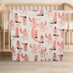 Personalized Sweet Cowgirl Bodysuit Swaddle Hat Headband Set with Name Soft Baby Girl Shower Photography Gift for Baby Newborn