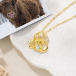 Personligt Highland Cow Heart Birthstone Hängsmycke Halsband Smycken Födelsedag Julklapp för kvinnor Highland Cow Lovers