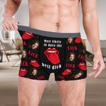 Personalized Face Photo Best Dick Red Lip Lick Men's Underwear Boxer Brief with Name Valentine's Day Anniversary Gift for Boyfriends