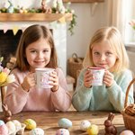 Personalized Cute Peter Rabbit Flower Butterfly Initial 12 oz Enamel Mug with Name and Year Birthday Easter Day Gift for Kids