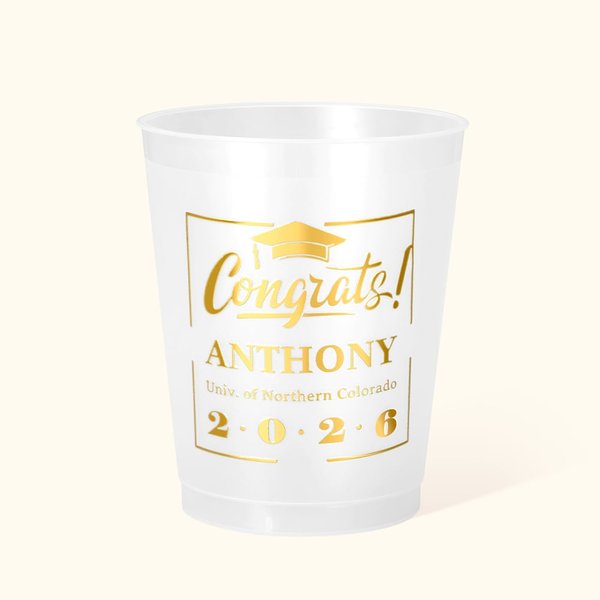 Personalized Congrats 12 oz Frosted Graduation Cups with Name and Text Set of 10 Graduation Party Supplies Gift for Class of 2026 Graduates