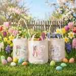 Personalizzato carino Peter Rabbit iniziale riutilizzabile coniglio orecchio cestino di Pasqua con nome caccia all'uovo di Pasqua festa bomboniere regalo per i bambini