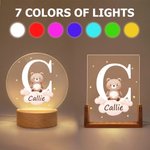 Personalized Dreamy Star Cloud Multiple Animals Initial LED Night Light with Name and Wooden Base Room Decor Birthday Christmas Gift for Babies Kids