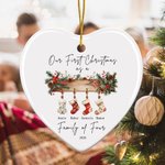 Ornement de Noël personnalisé en céramique avec 1-6 bas de festival et noms Cadeau de décoration d'arbre de Noël pour les enfants et la famille