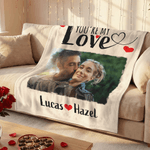 Personalized Multi-Color Couple Photo Soft Throw Blanket with Names Daily Use Valentine's Gift for Couples Girlfriends
