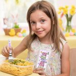 Personalized Cute Bunny Chick Doodle Letter Safe Stainless Steel Kid's Fork Spoon Knife 3 Pcs Cutlery Set with Case and Name Easter Gift for Kids