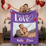 Personalized Multi-Color Couple Photo Soft Throw Blanket with Names Daily Use Valentine's Gift for Couples Girlfriends
