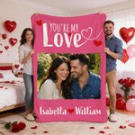 Personalized Multi-Color Couple Photo Soft Throw Blanket with Names Daily Use Valentine's Gift for Couples Girlfriends