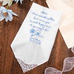 Personalized Embroidery Something Blue Birth Flower 100% Cotton Lace Wedding Handkerchief with Name and Date Wedding Gift for Bride