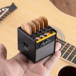 Personalized 3D Printing Retro Guitar Amp Shape Guitar Picks Holder Plectrum Storage Box with Name Birthday Gift for Musician Guitar Player