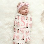 Personalized Sweet Cowgirl Bodysuit Swaddle Hat Headband Set with Name Soft Baby Girl Shower Photography Gift for Baby Newborn