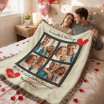 Personalized Couple Photos Soft Tassel Throw Blanket with Name Text and Year Home Decor Valentine's Day Anniversary Gift for Couple