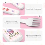 Personalized Cute Bunny Chick Doodle Letter Safe Stainless Steel Kid's Fork Spoon Knife 3 Pcs Cutlery Set with Case and Name Easter Gift for Kids