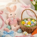 Personalized Cute Rabbit Birth Flower Plush T-shirt Bunny Stuffed Toy with Initial and Name Easter Gift for Newborns Kids