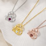 Personligt Highland Cow Heart Birthstone Hängsmycke Halsband Smycken Födelsedag Julklapp för kvinnor Highland Cow Lovers