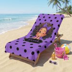 Personalized Polka Dots Cute Cartoon Little Girl Oversized Quick Dry Beach Towel with Name Beach Party Birthday Gift for Black Girls