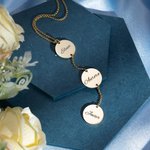 Collar personalizado con tres discos y nombres generacionales en plata regalo de cumpleaños para mujer