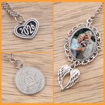 Personalised Engraved Logo Disc Oval Photo Charm Grad Cap Tassel Decoration with Angel Wings Memorial Graduation Gift for Class of 2026 Graduates
