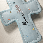 Personalized Butterfly Birth Flower Cross PU Leather Magnetic Bookmark Clip First Communion Baptism Back to School Gift for Christians