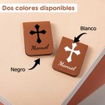 Marcapáginas magnético personalizado de cuero PU con cruz elegante y nombre regalo de cumpleaños y Navidad para amantes de la lectura