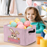 Personalisierte niedliche Ostern Hase gestreiften Design Name große Lagerung Korb mit Griff Ostern Geburtstag Geschenk für Kinder