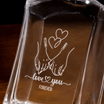 Personalized Heart Holding Finger Whiskey Decanter with Engraved Name Birthday Anniversary Valentine's Day Gift for Couple Liquor Lover