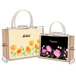 Personalised Watercolor Floral Large Capacity Jute Tote Bag with Name Daily Use Birthday Anniversary Gift for Women Family Friends