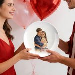 Personalized Watercolour Style Photo Decor Plate with Text and Date Home Decor Valentine's Day Housewarming Gift for Couple Family