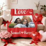 Personalized Multi-Color Couple Photo Soft Throw Blanket with Names Daily Use Valentine's Gift for Couples Girlfriends