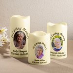 Gepersonaliseerde portretfoto vlamloze LED-kaars met naam en datum Sympathie Herdenkingscadeau voor verlies van geliefde