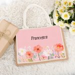 Personalised Watercolor Floral Large Capacity Jute Tote Bag with Name Daily Use Birthday Anniversary Gift for Women Family Friends
