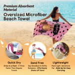 Personalized Polka Dots Cute Cartoon Little Girl Oversized Quick Dry Beach Towel with Name Beach Party Birthday Gift for Black Girls