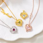 Personalisierte Birthstone Double-Heart-Halskette mit Namen Dainty Schmuck Jahrestag Valentinstag Geburtstag Geschenk für Frauen